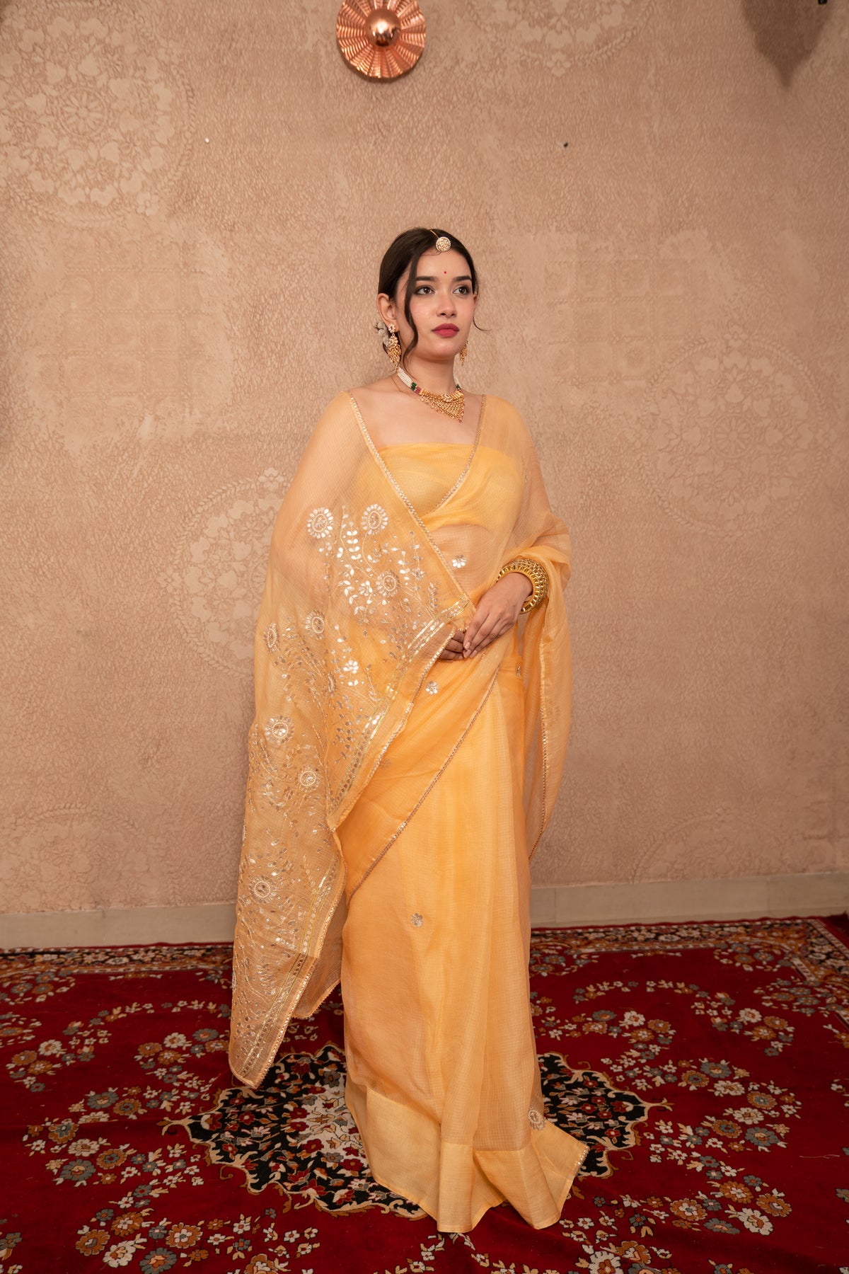 Jashnavi- Orange Gota Jaal Saree