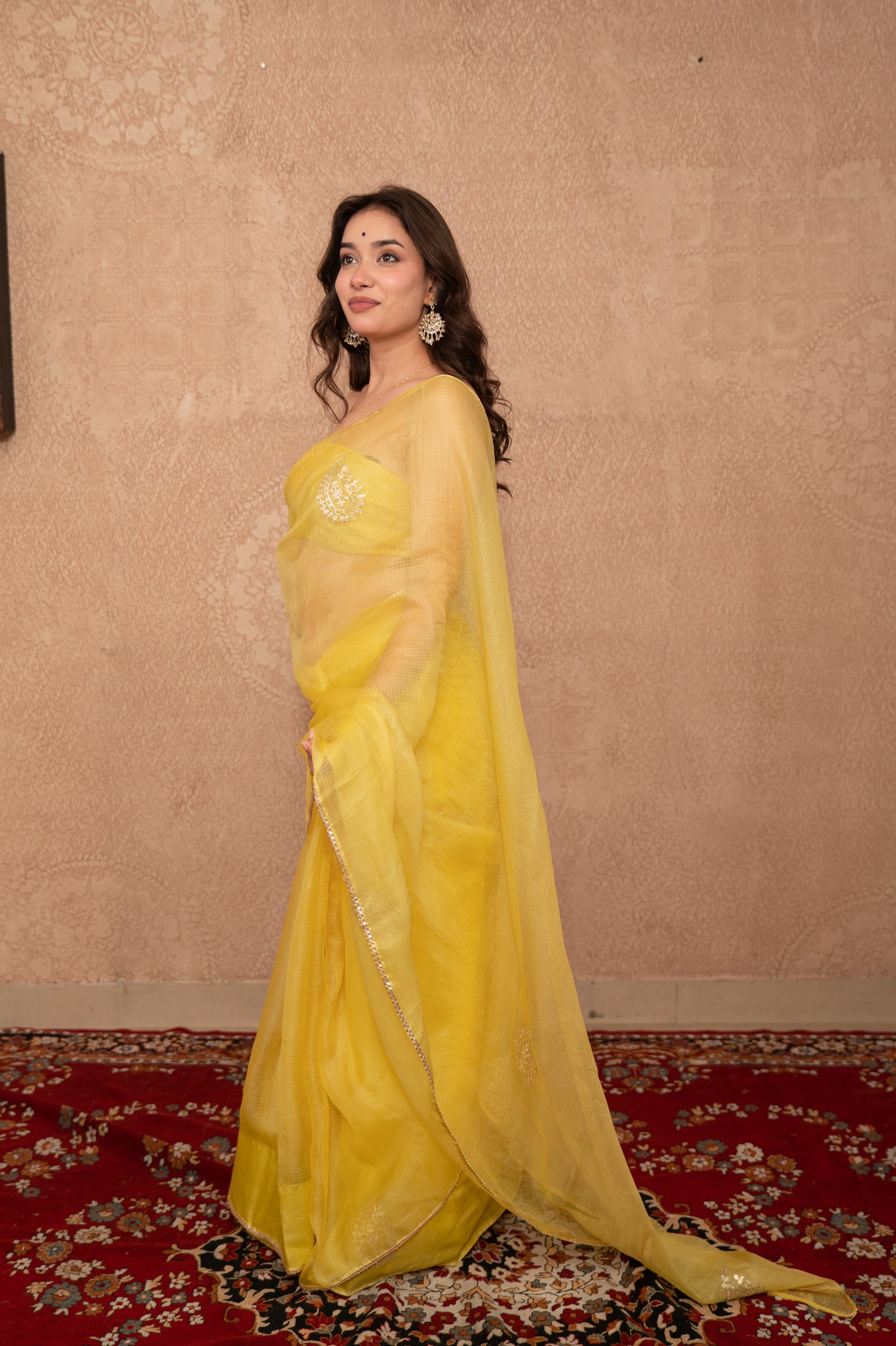 Jiya- Yellow Kota Silk Saree
