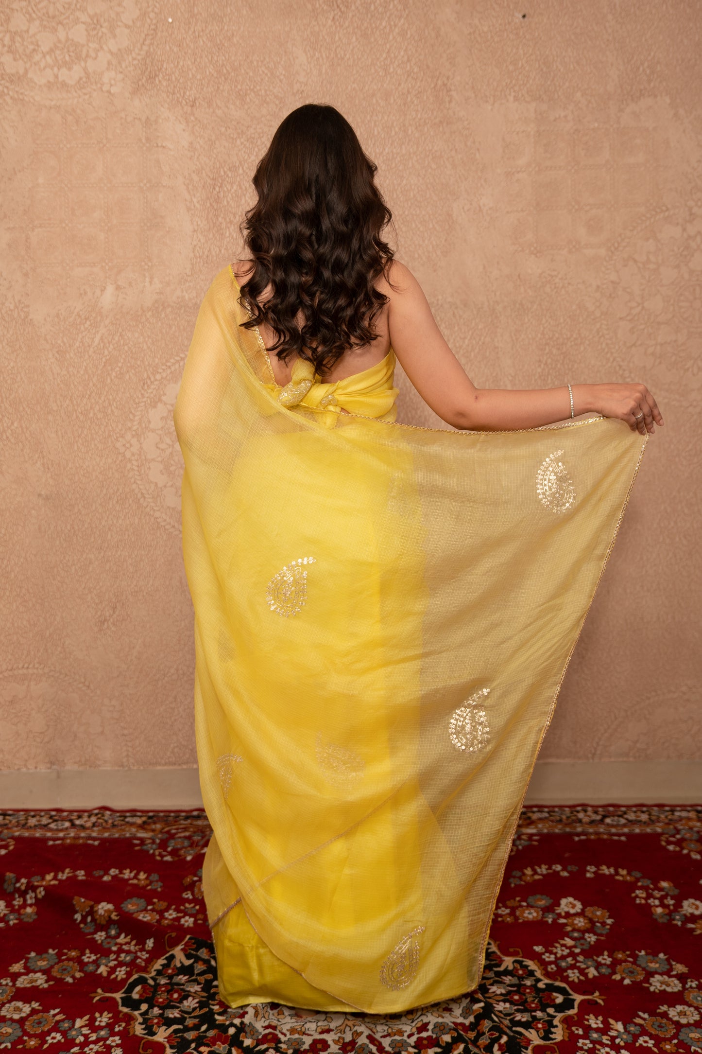 Jiya- Yellow Kota Silk Saree