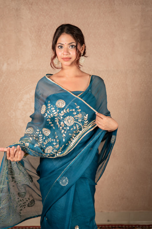 Kanak - Blue Gota Jaal saree