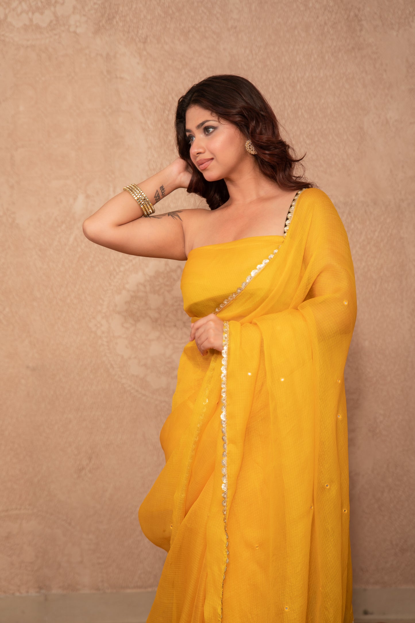 Kanchana- Yellow Kota Silk Saree