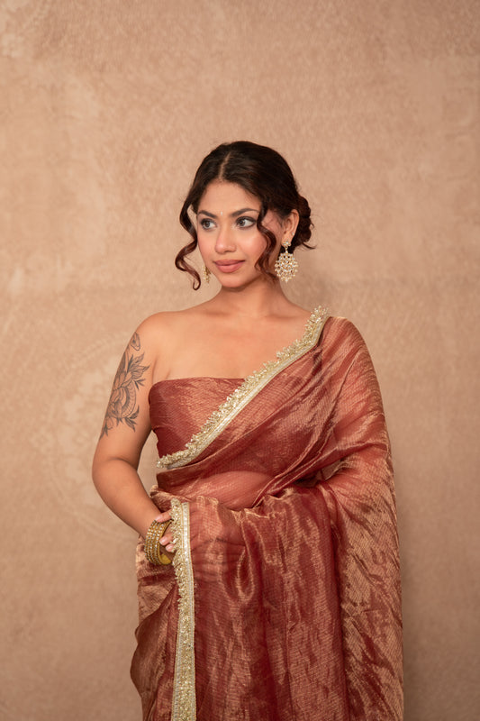 Kanika- Brown Gota Work Saree