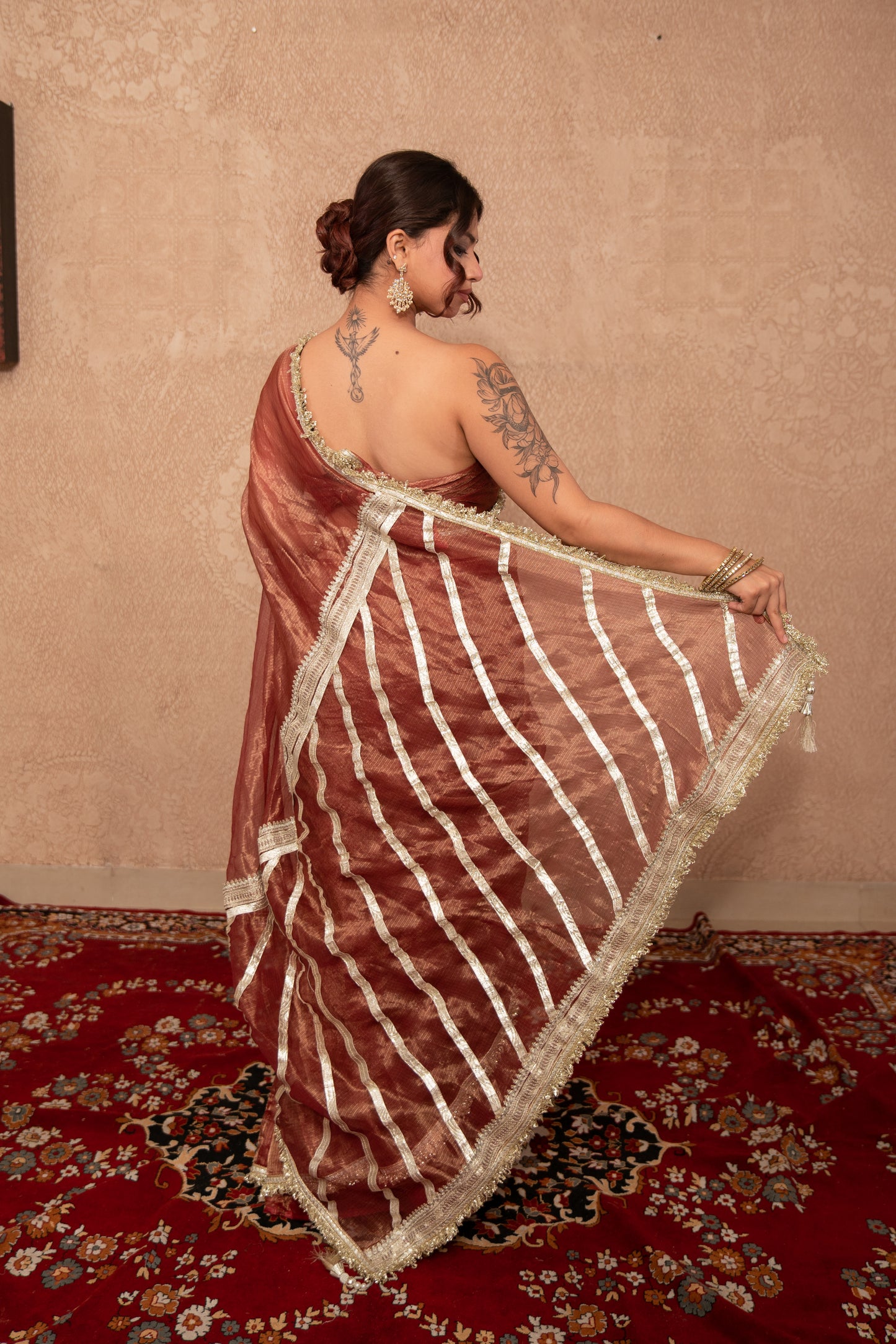 Kanika- Brown Gota Work Saree