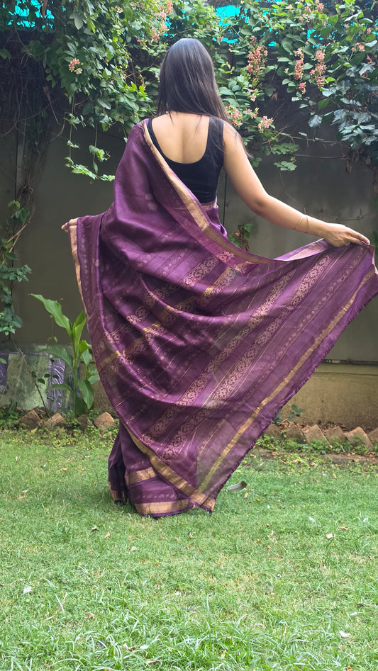 Kavisha- Purple Maheshwari Silk Saree