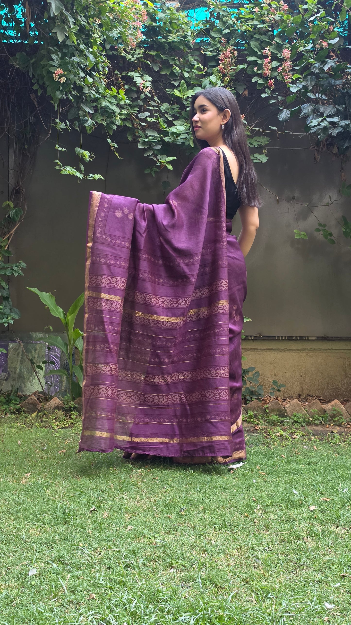 Kavisha- Purple Maheshwari Silk Saree