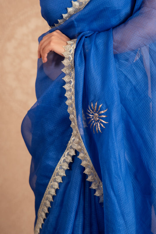 Kaya- Blue Buti work kota silks saree