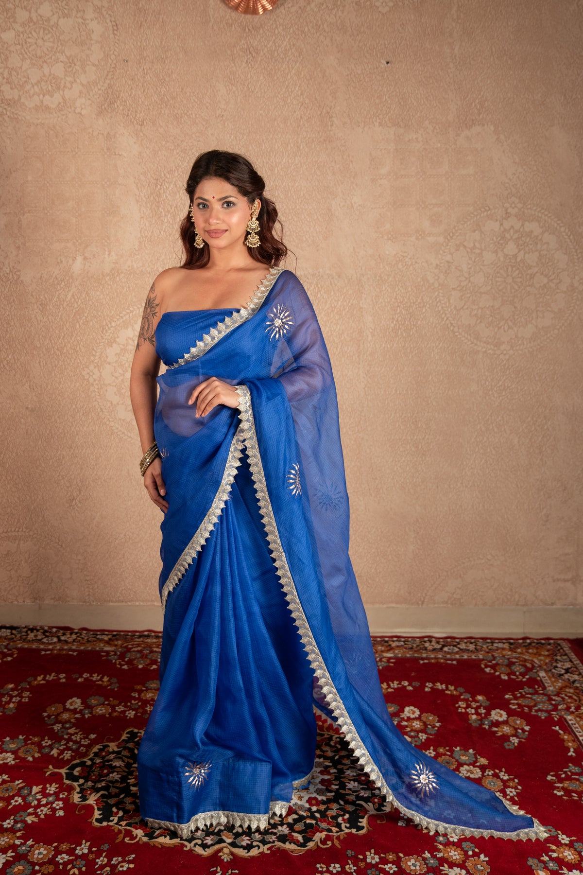 Kaya- Blue Buti work kota silks saree