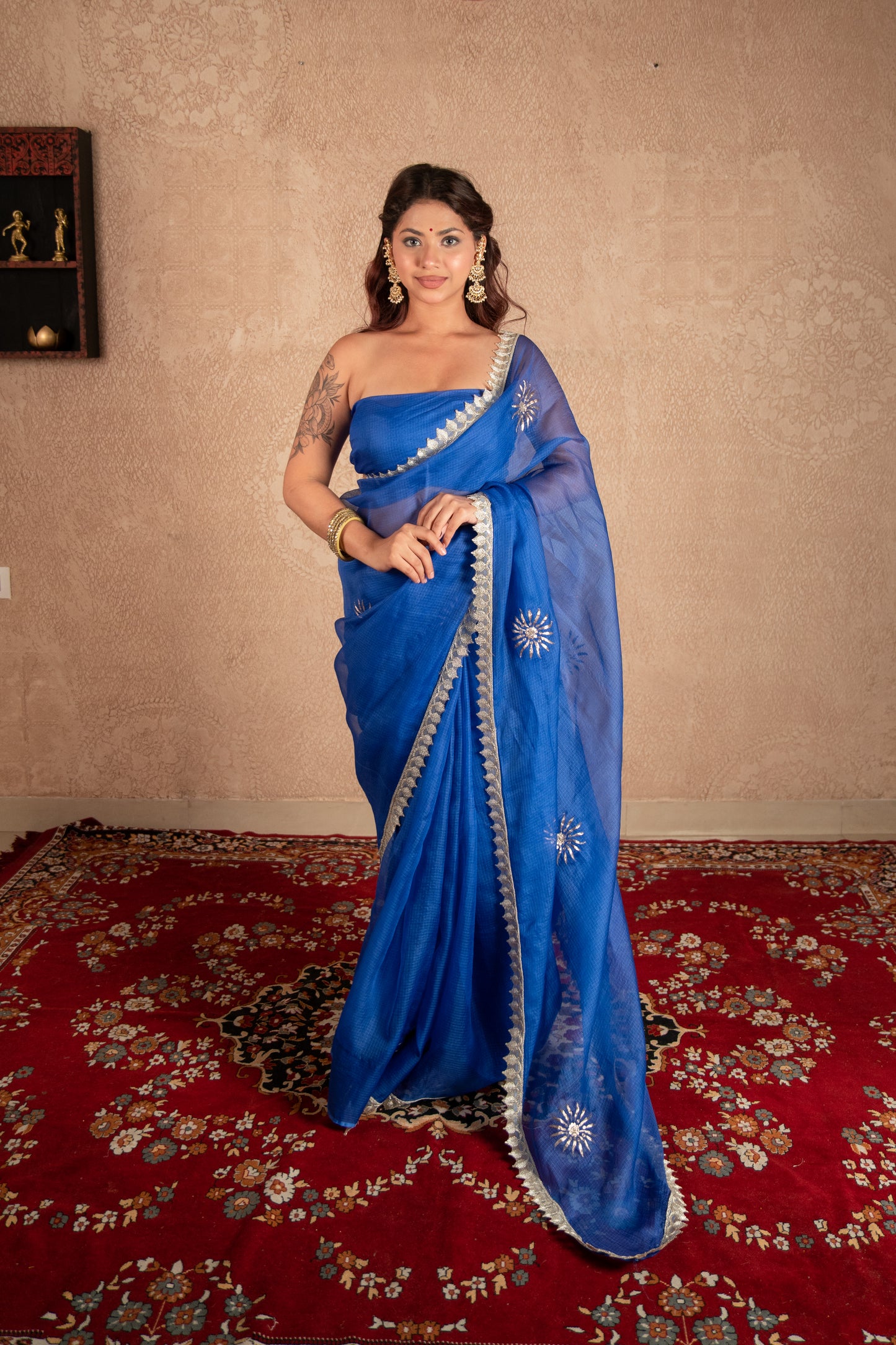 Kaya- Blue Buti work kota silks saree