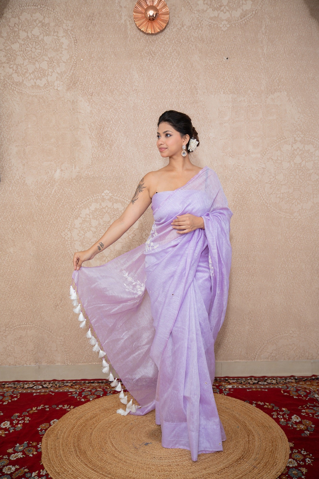 Komoli- Lavender Silk Linen Saree