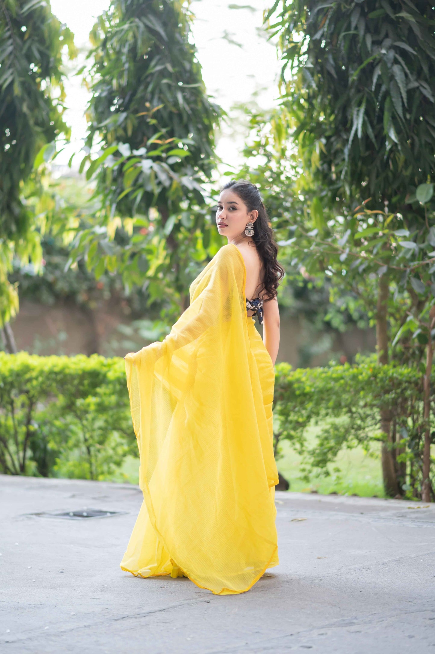 Lemon Lush - Kota Doria Saree