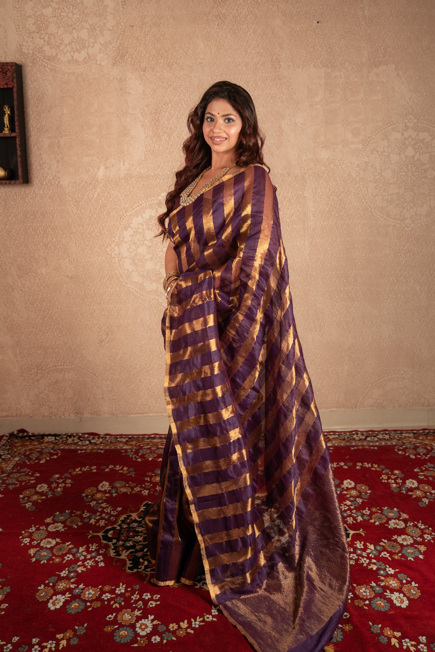 Leharka- Purple Striped Silk Saree