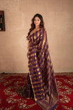 Leharka- Purple Striped Silk Saree
