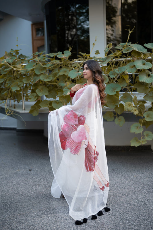 Love Square- Handpainted Kota Doria Saree
