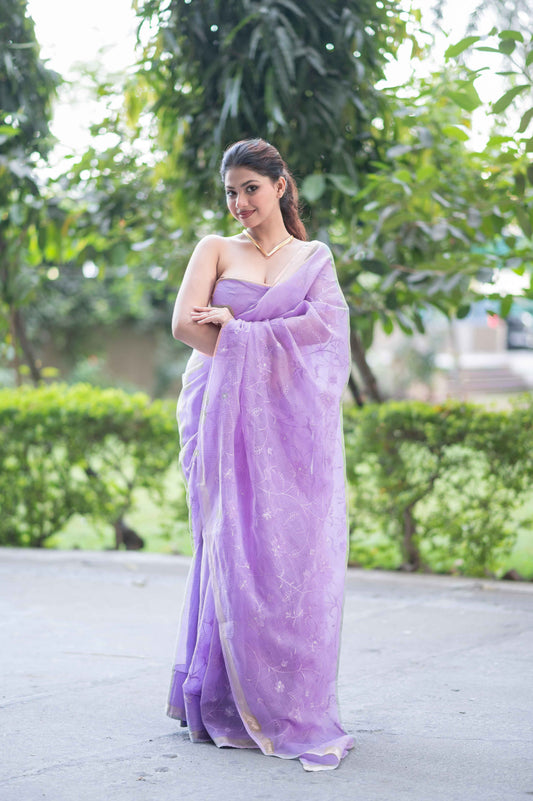 Mystique- Purple Kota Doria Saree