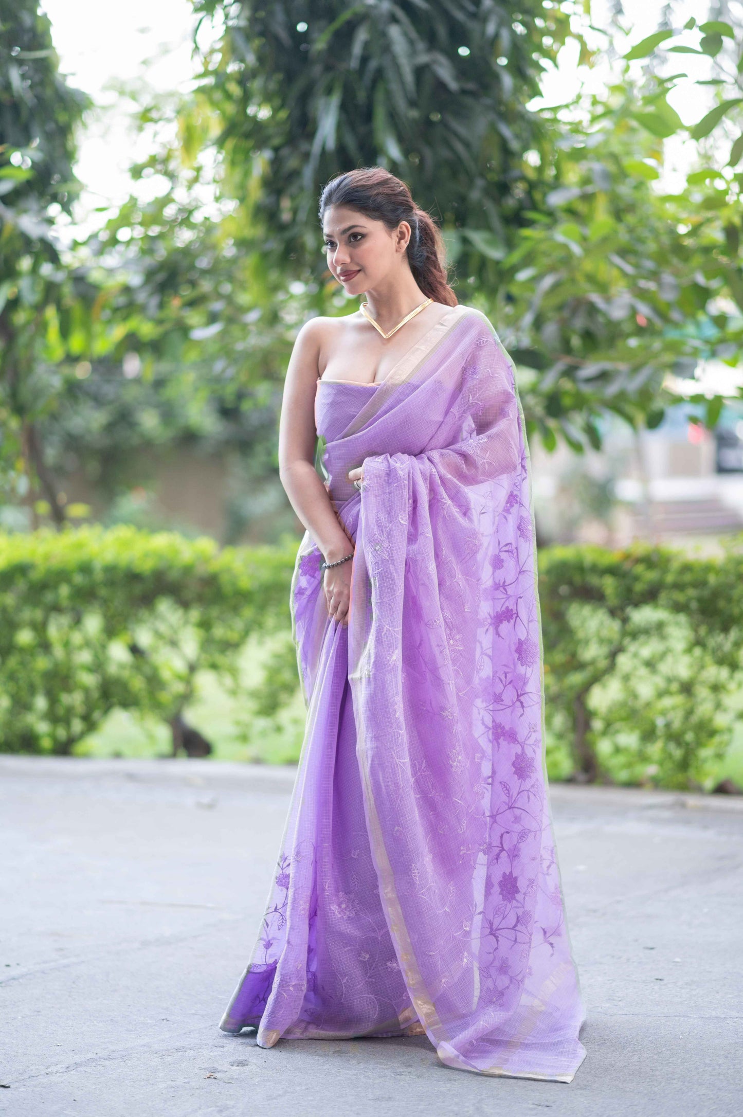Mystique- Purple Kota Doria Saree