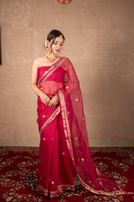 Mehak- Maroon Kota Silk Saree