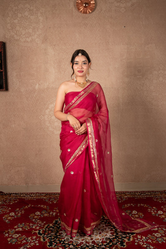 Mehak- Maroon Kota Silk Saree