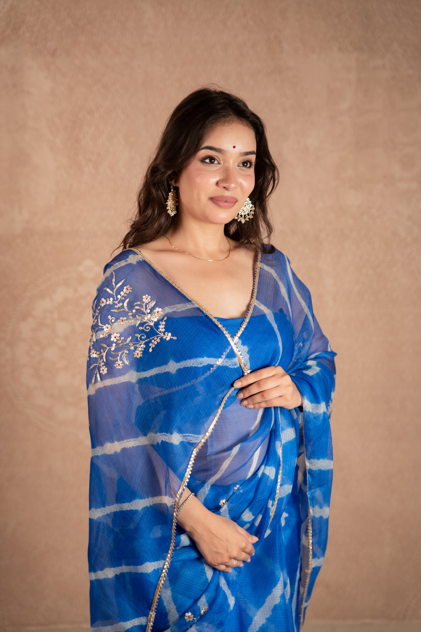 Naindhara- Blue Leheriya Kota Silk Saree