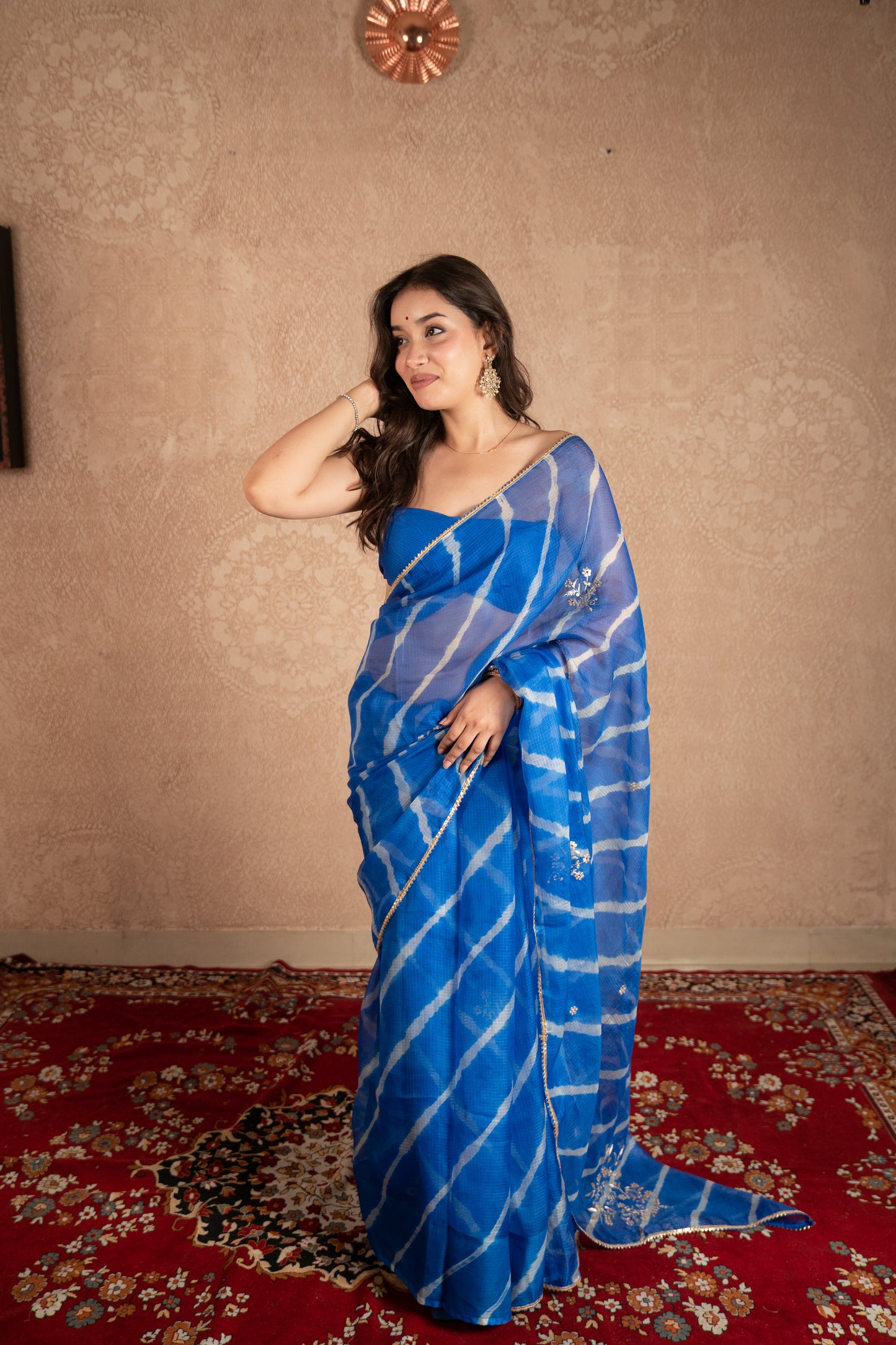Naindhara- Blue Leheriya Kota Silk Saree
