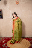 Nira- Green Zari Linen  Saree