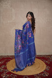 Noopur - Blue Silk Linen Saree