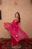 Noorani- Pink Floral Kota Silk Saree