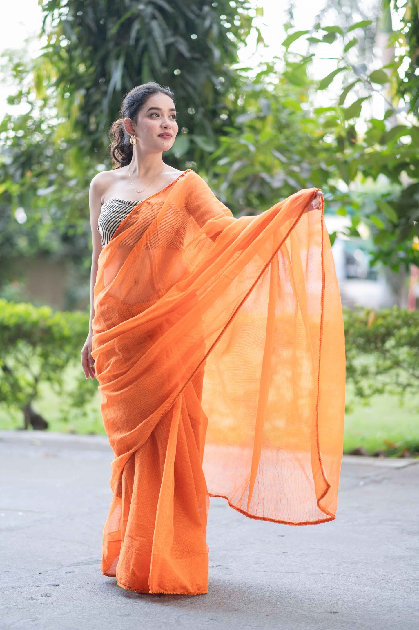 Orange Lush- Kota Doria Saree