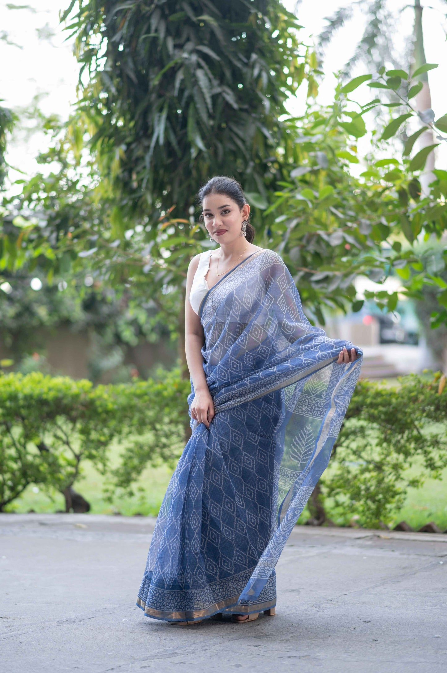 Powder Sky- Blue Kota Doria Saree