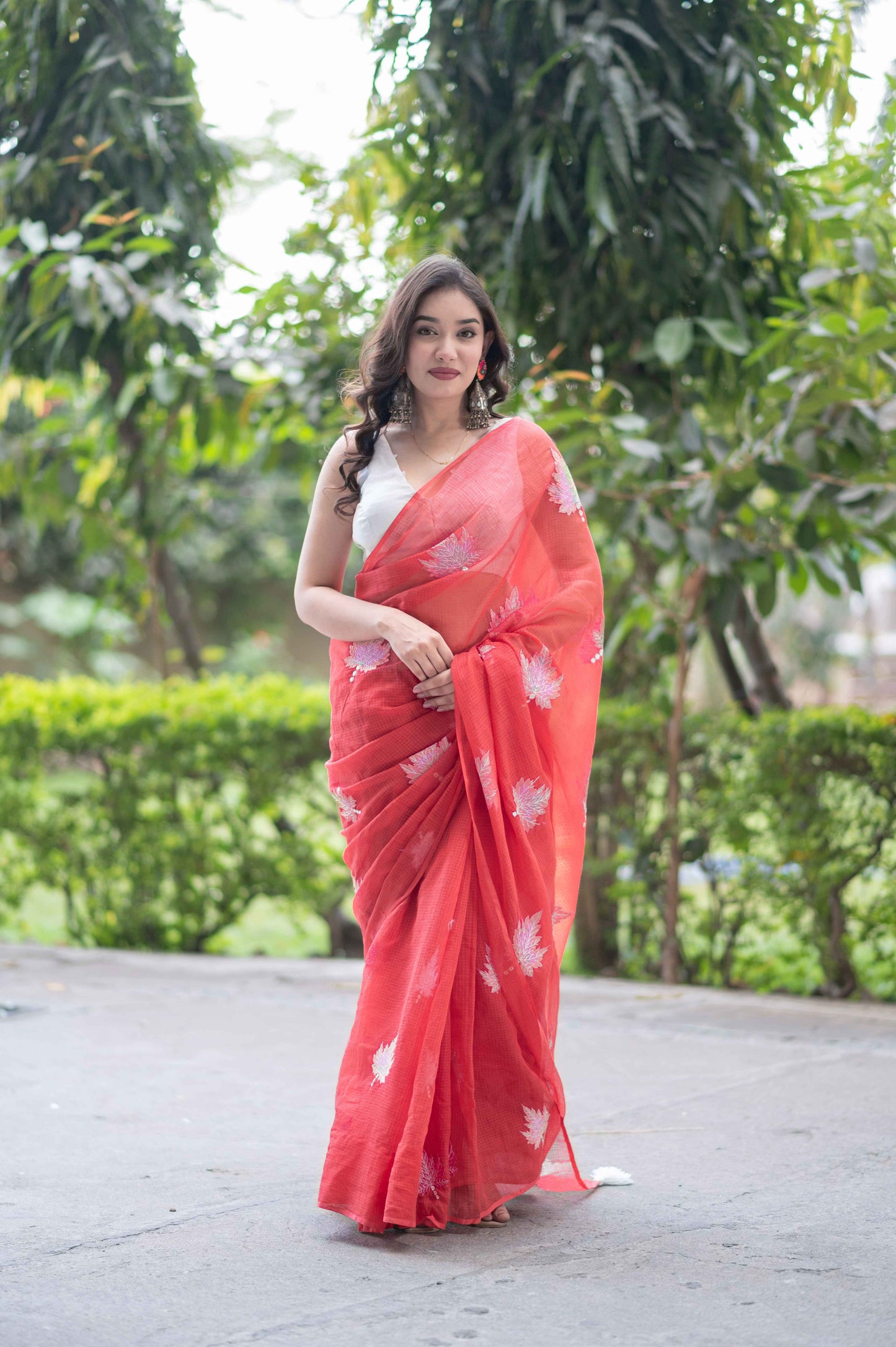 Ruby Vein- Red Kota Doria Saree
