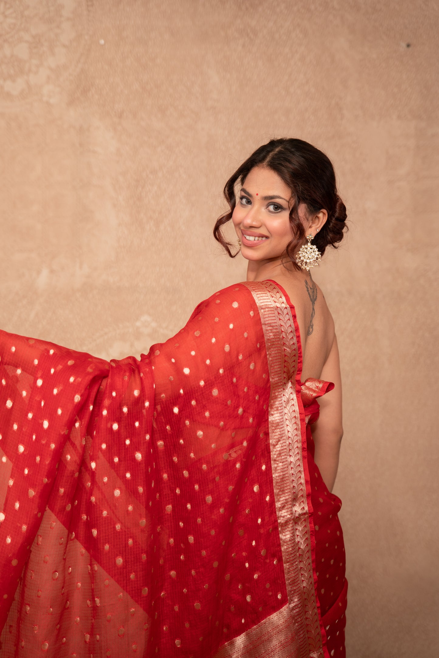 Raga- Red Kota Silk Saree