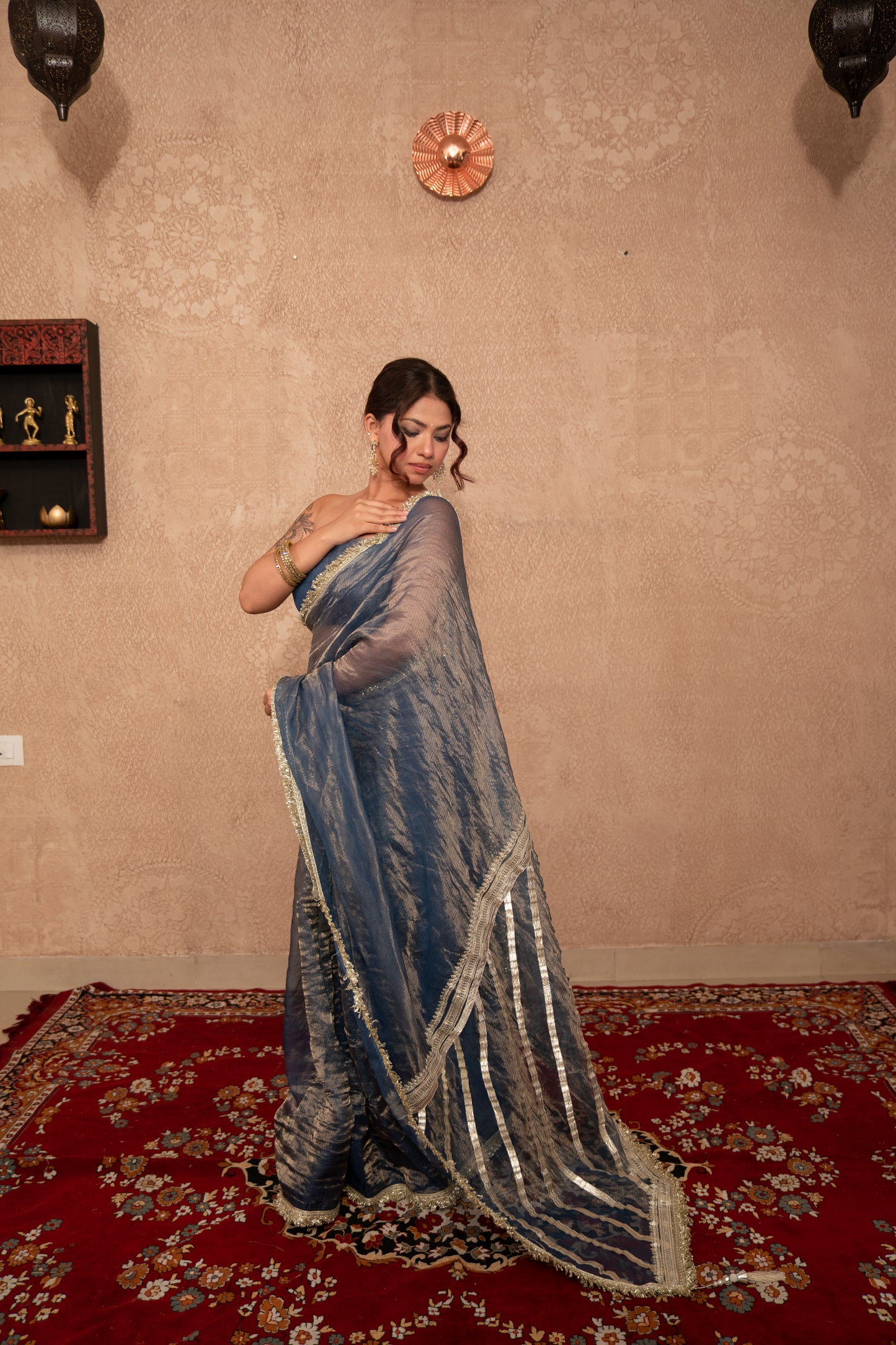 Rangnoor- Blue Gota Work Saree