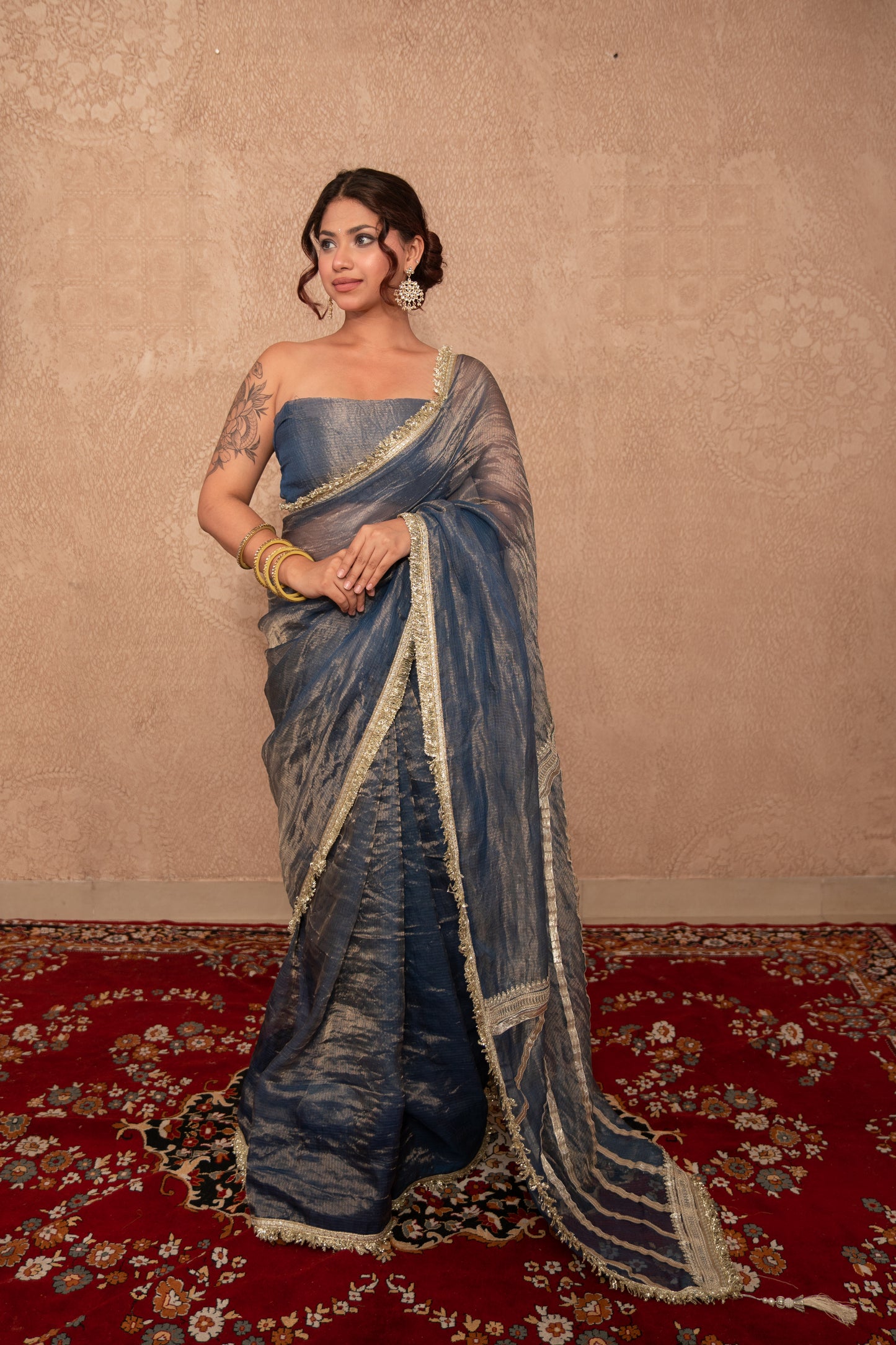 Rangnoor- Blue Gota Work Saree
