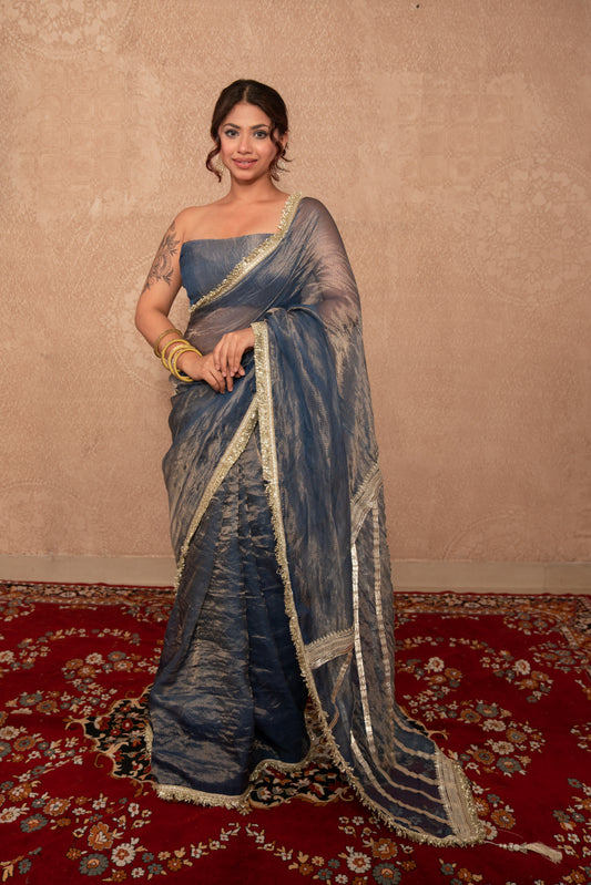 Rangnoor- Blue Gota Work Saree