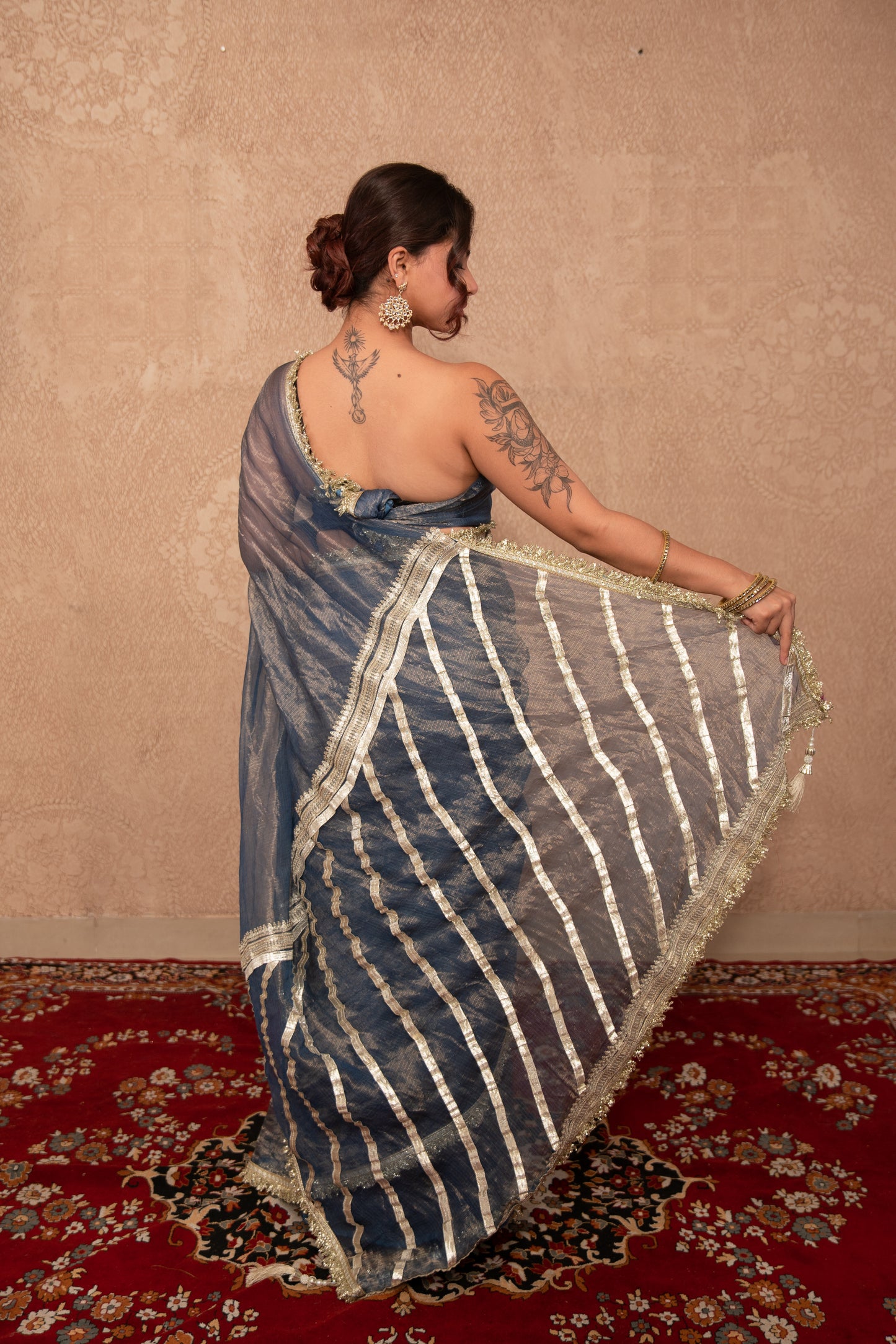Rangnoor- Blue Gota Work Saree