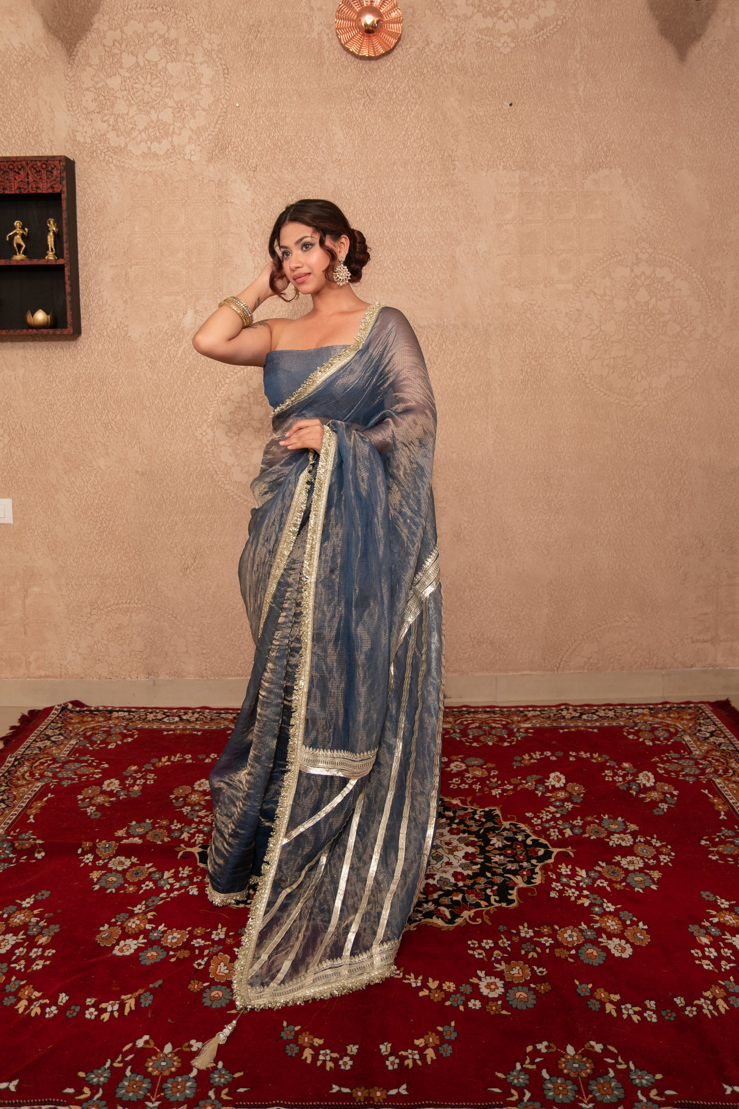 Rangnoor- Blue Gota Work Saree