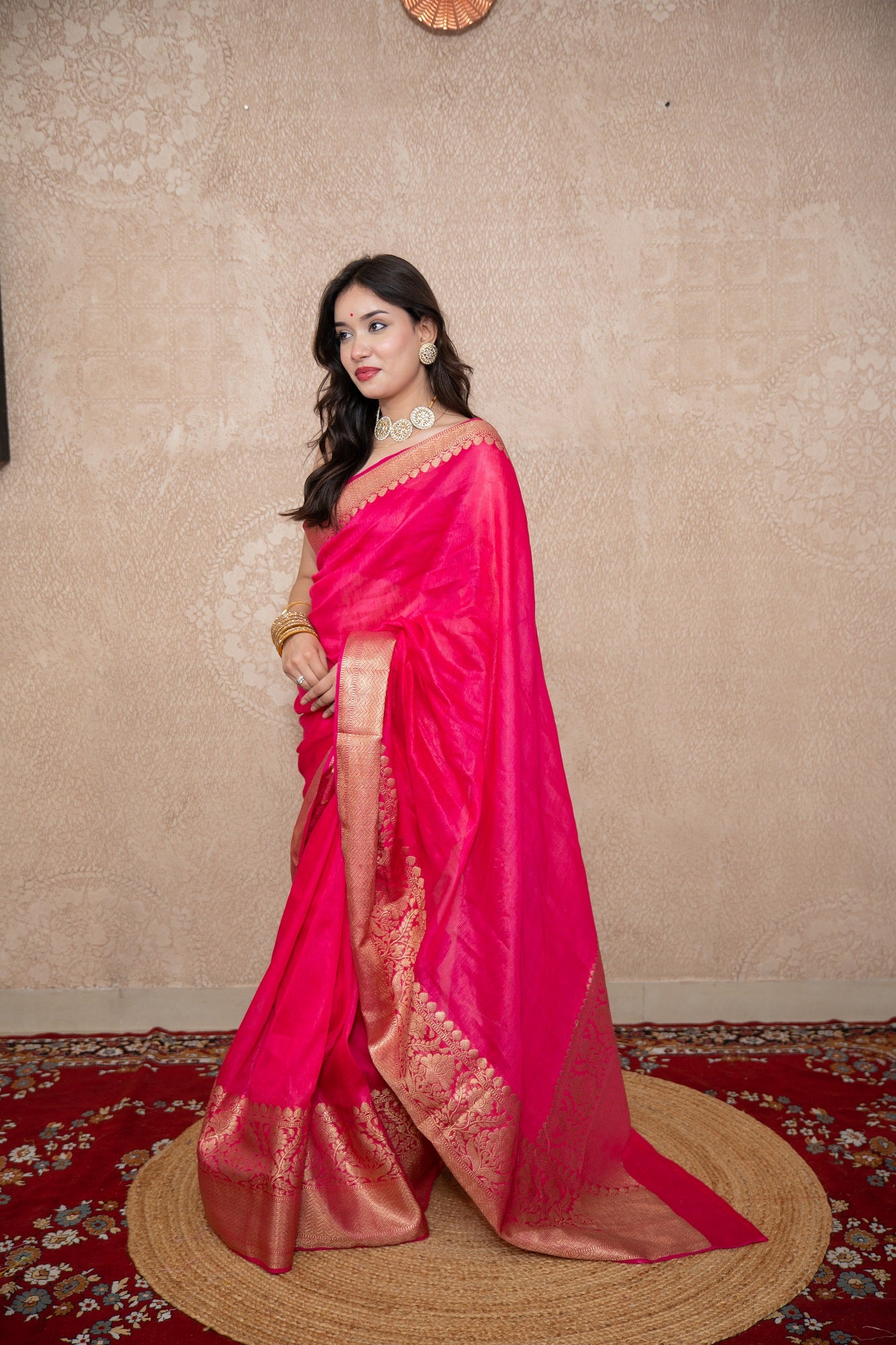 Rangrali - Pink Silk Linen Saree