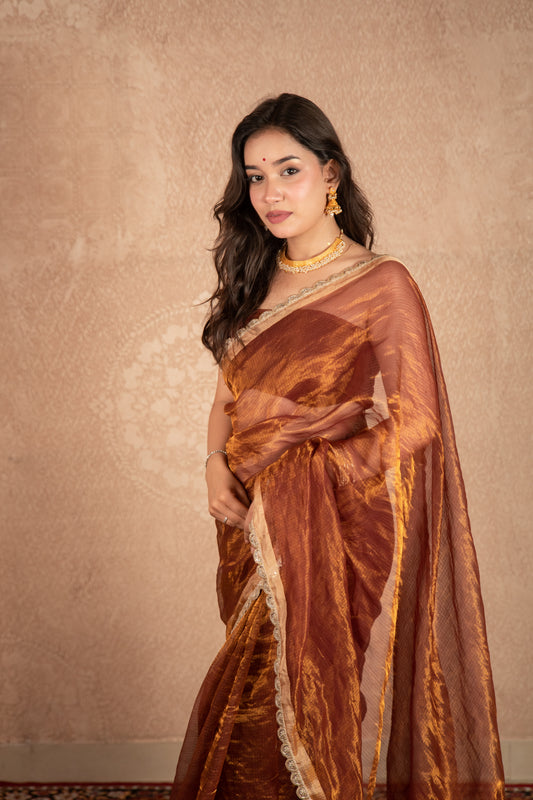 Reet- Brown Kota Tissue Saree