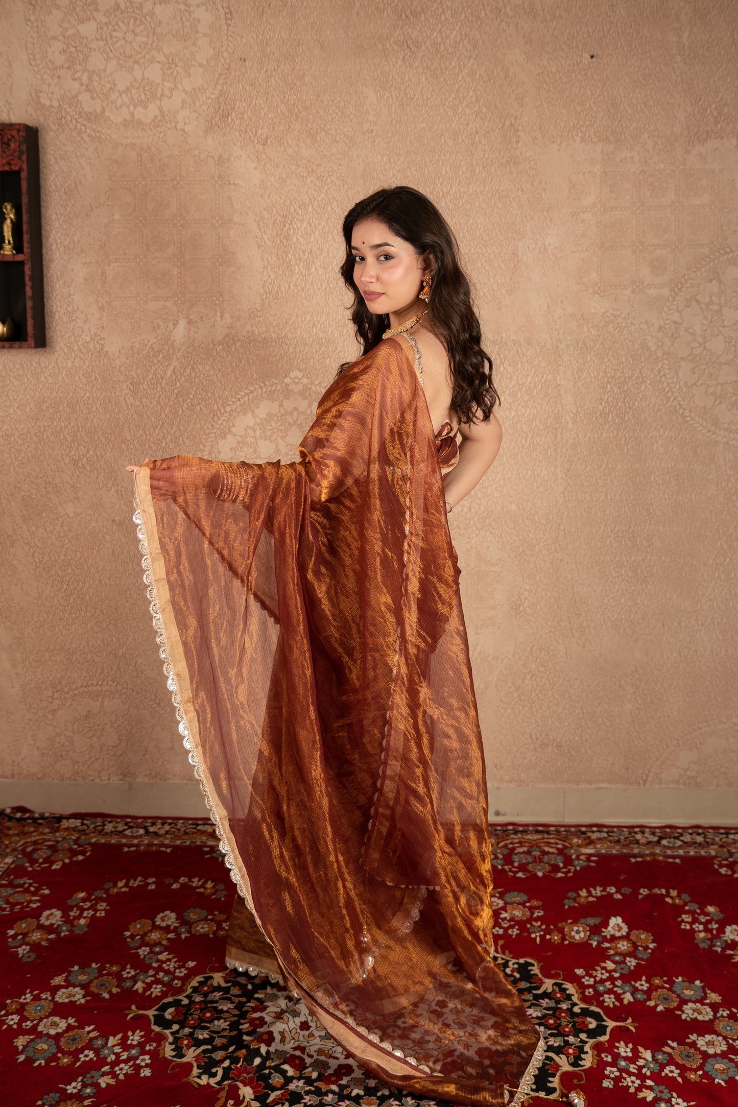 Reet- Brown Kota Tissue Saree