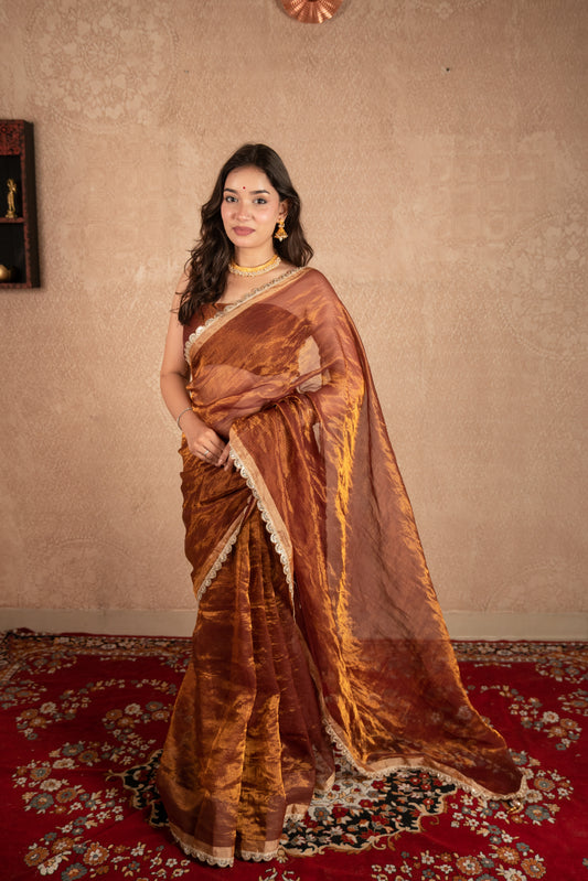 Reet- Brown Kota Tissue Saree