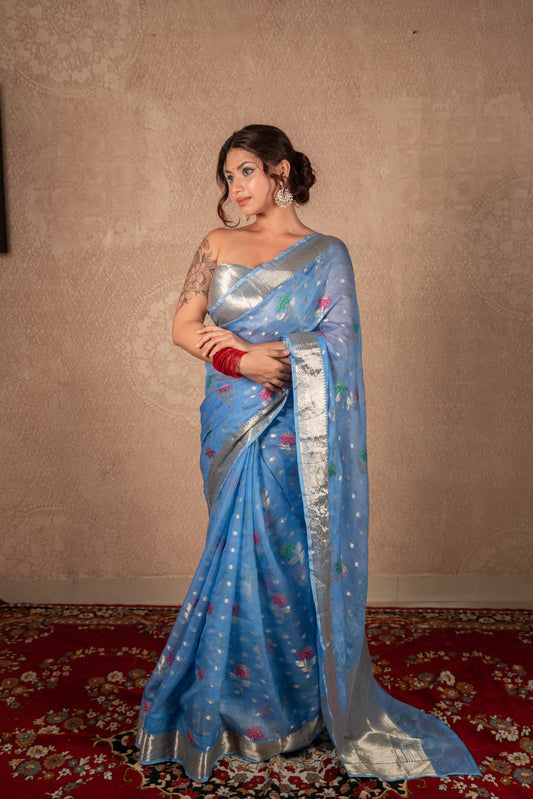 Rivaa- Blue Kota Silk Saree