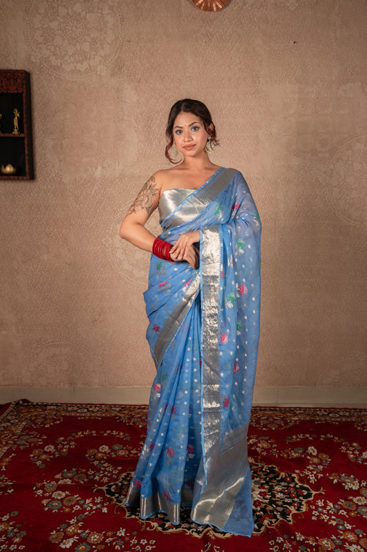 Rivaa- Blue Kota Silk Saree
