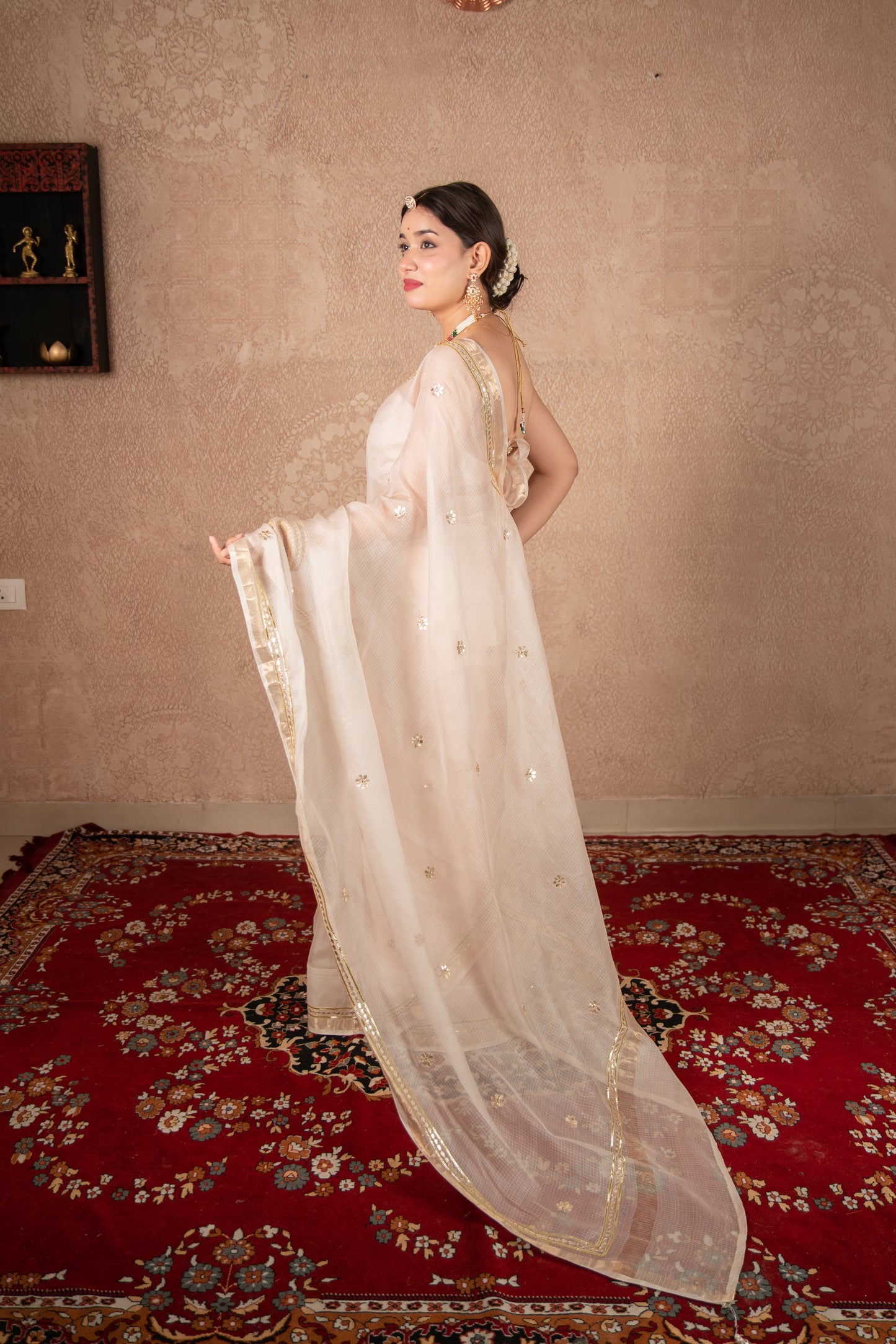 Rohi- Cream Kota Silk Saree