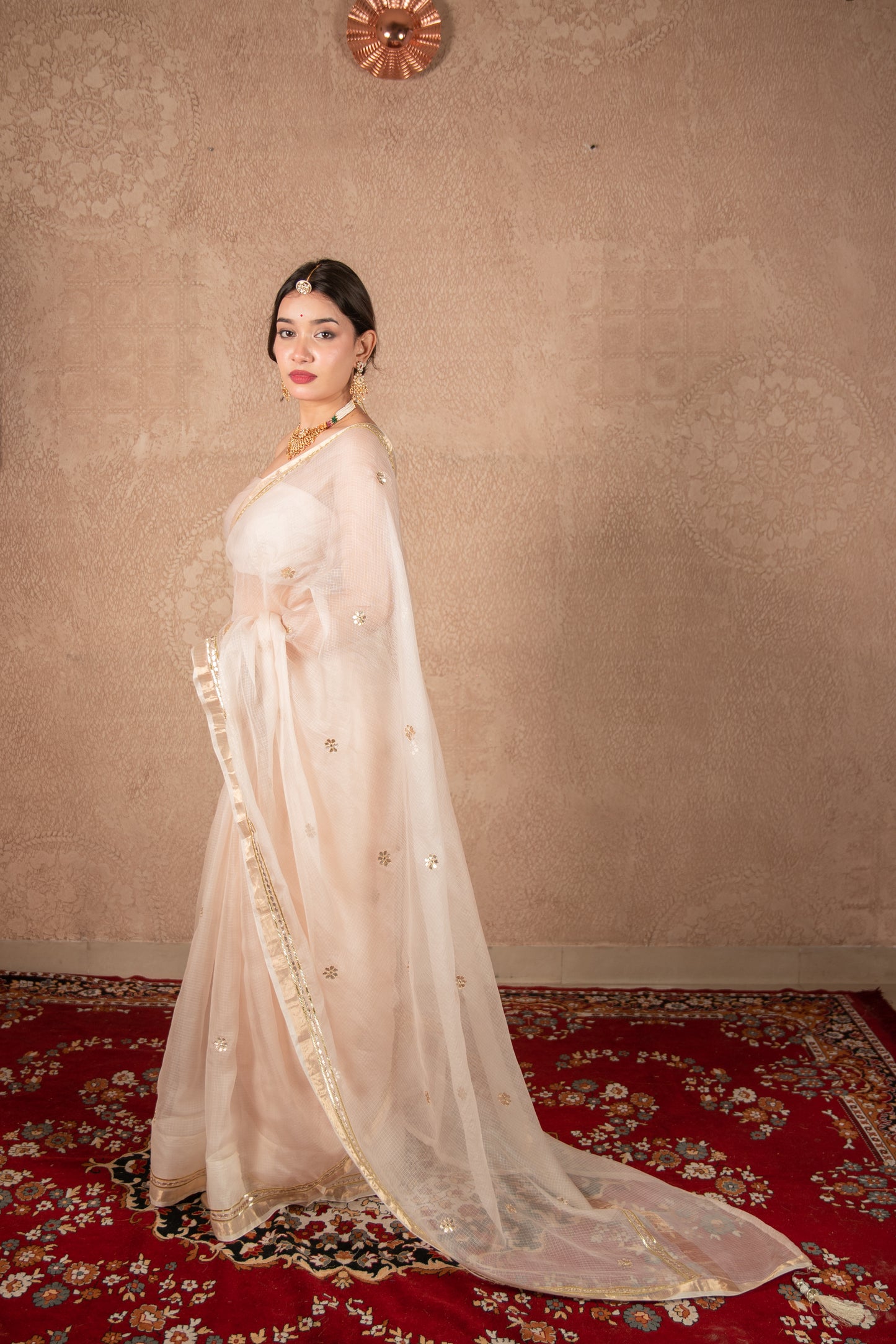 Rohi- Cream Kota Silk Saree