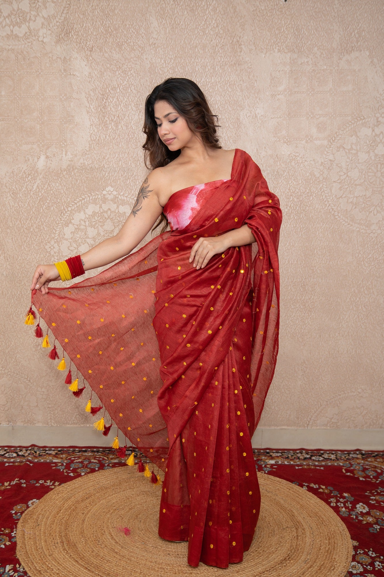 Shobhana- Tikli work Silk Saree