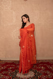 Sitara- Orange floral Kota Silk Saree