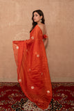 Sitara- Orange floral Kota Silk Saree