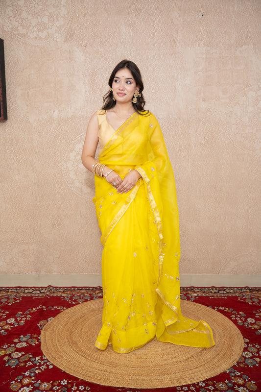 Sonallika- Floral Gota Patti Saree
