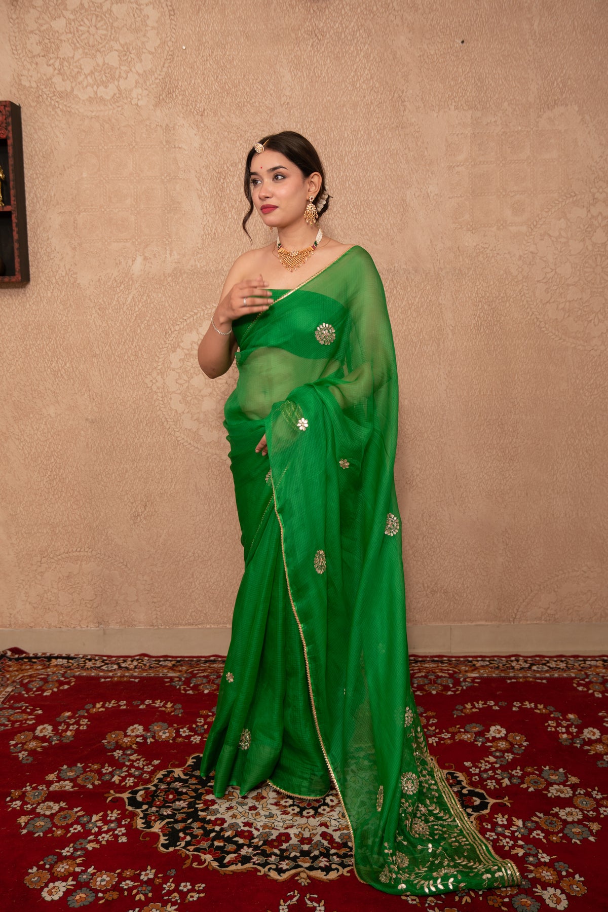 Sonika- Green Gota Jaal Saree