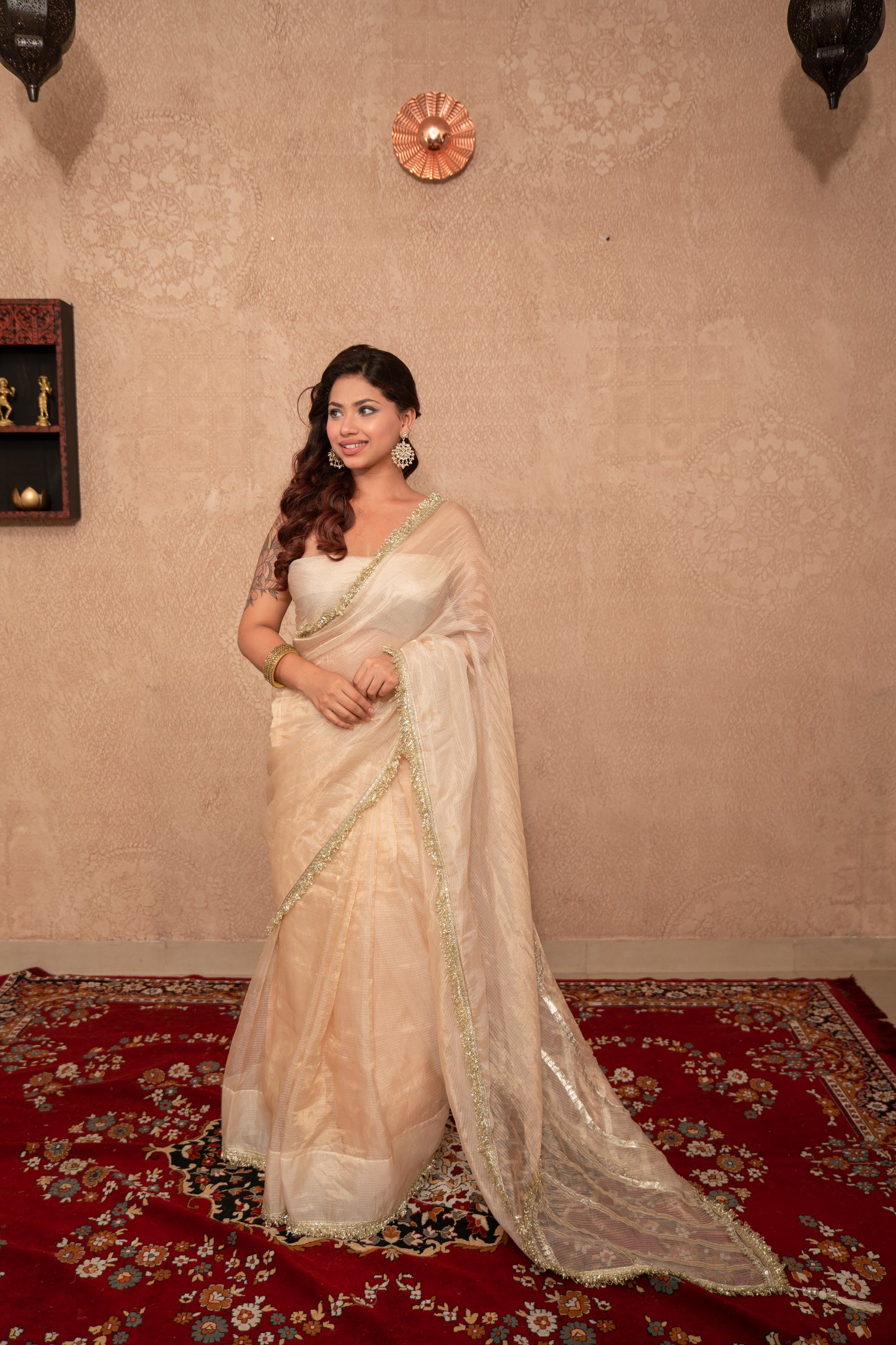 Sunehri- White Gota Work Saree