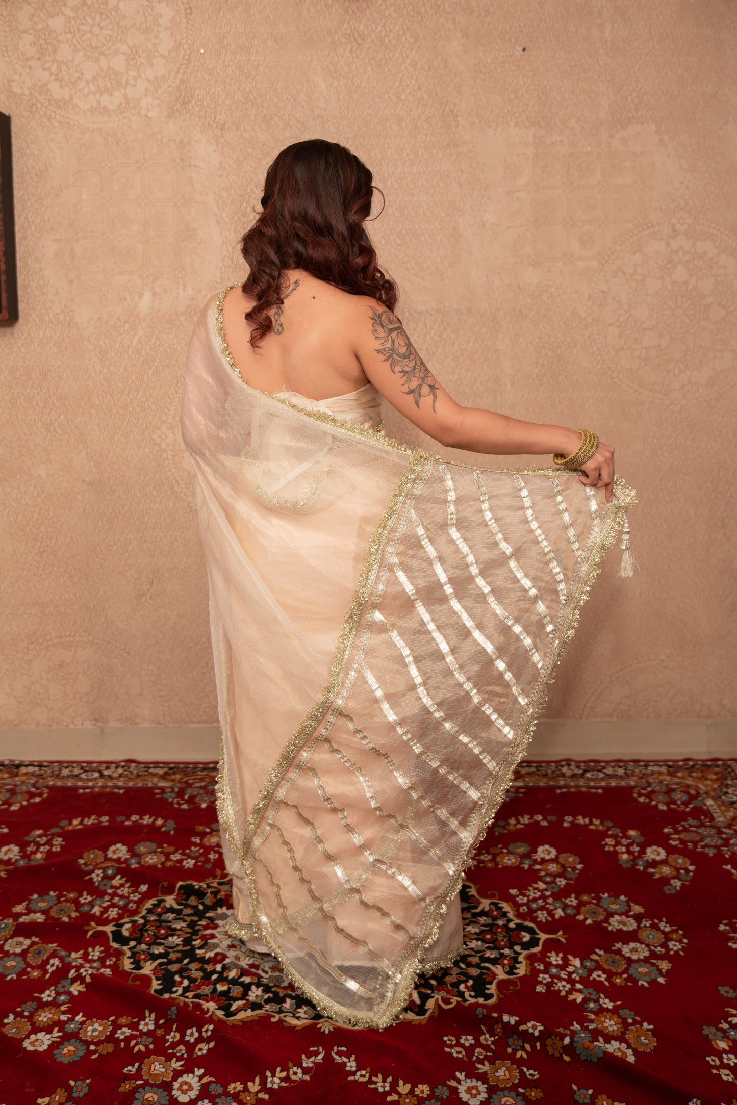 Sunehri- White Gota Work Saree